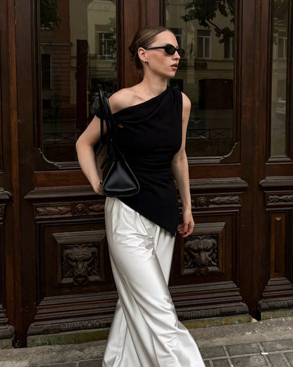 ZARA | TOP ASYMÉTRIQUE DRAPÉ MONOBRETELLE AVEC DÉCOUPE