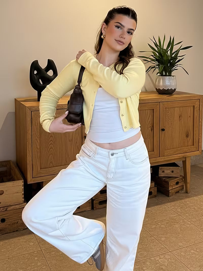 CHLOÉ | CARDIGAN CROP BOUTONS DORÉS STYLE PARISIEN