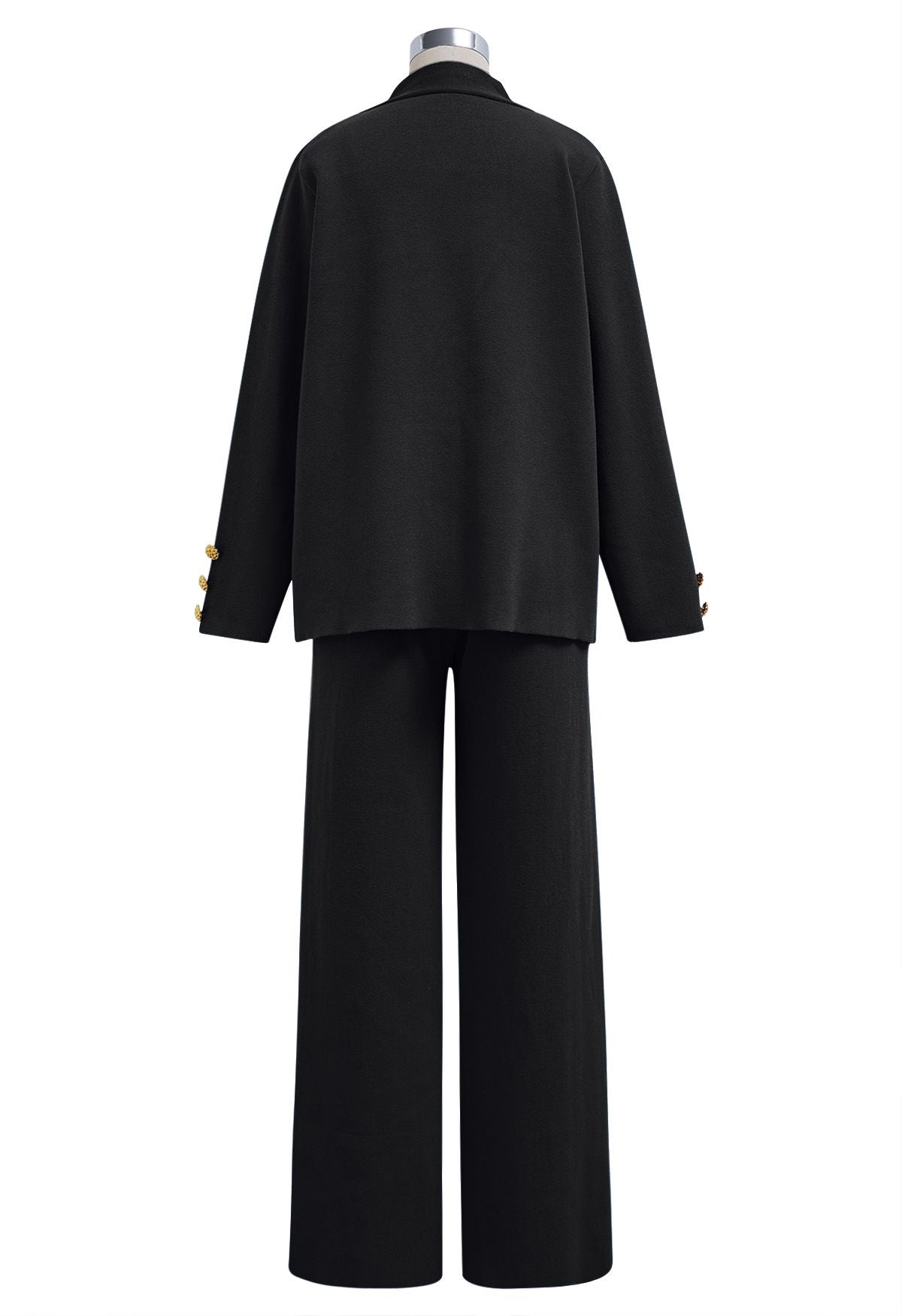 SOFIA | ENSEMBLE TRICOT CARDIGAN COL V BOUTONS DORÉS & PANTALON LARGE