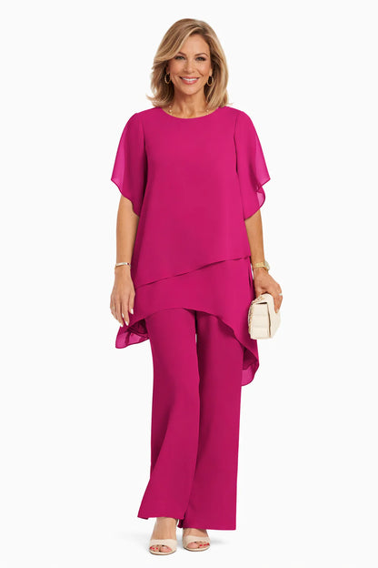 ÉLÉNA | ENSEMBLE FLUIDE ASYMÉTRIQUE TUNIQUE & PANTALON LARGE