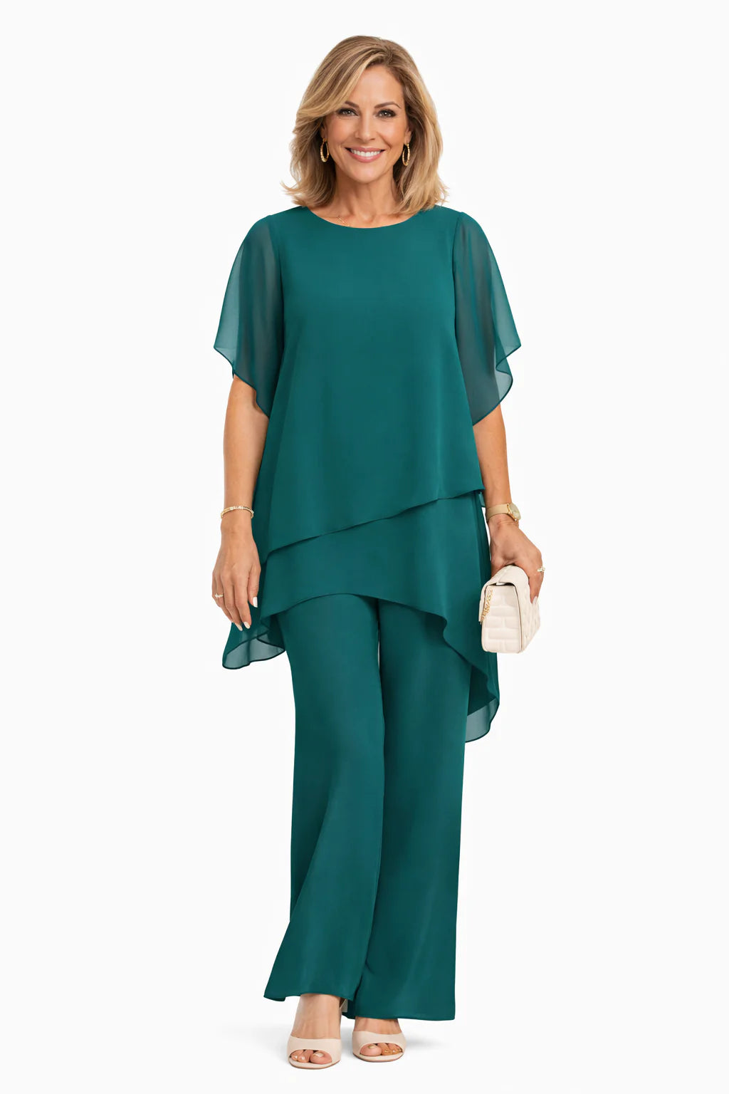 ÉLÉNA | ENSEMBLE FLUIDE ASYMÉTRIQUE TUNIQUE & PANTALON LARGE