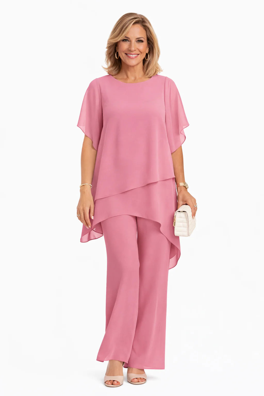 ÉLÉNA | ENSEMBLE FLUIDE ASYMÉTRIQUE TUNIQUE & PANTALON LARGE