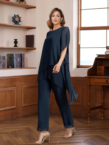 ÉLÉNA | ENSEMBLE FLUIDE ASYMÉTRIQUE TUNIQUE & PANTALON LARGE