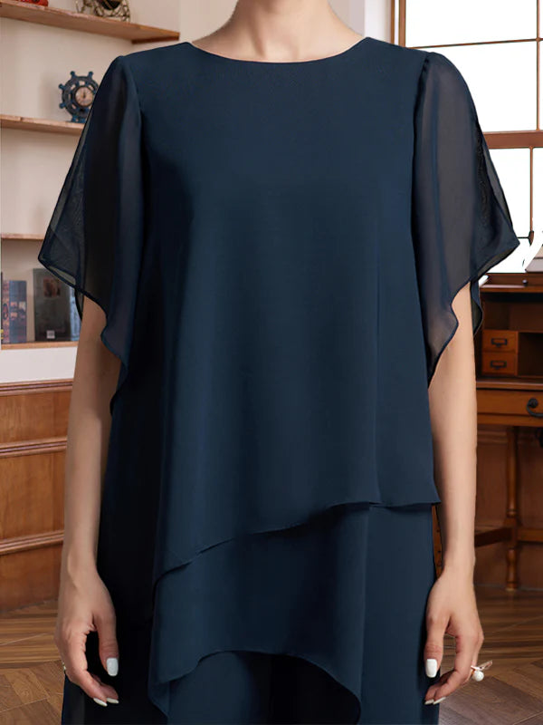 ÉLÉNA | ENSEMBLE FLUIDE ASYMÉTRIQUE TUNIQUE & PANTALON LARGE