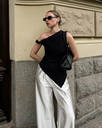ZARA | TOP ASYMÉTRIQUE DRAPÉ MONOBRETELLE AVEC DÉCOUPE