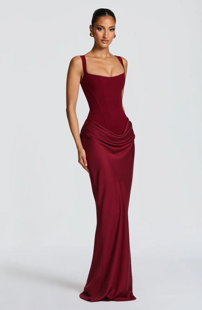 VENUS | ROBE LONGUE CORSET DRAPÉE EFFET SIRÈNE