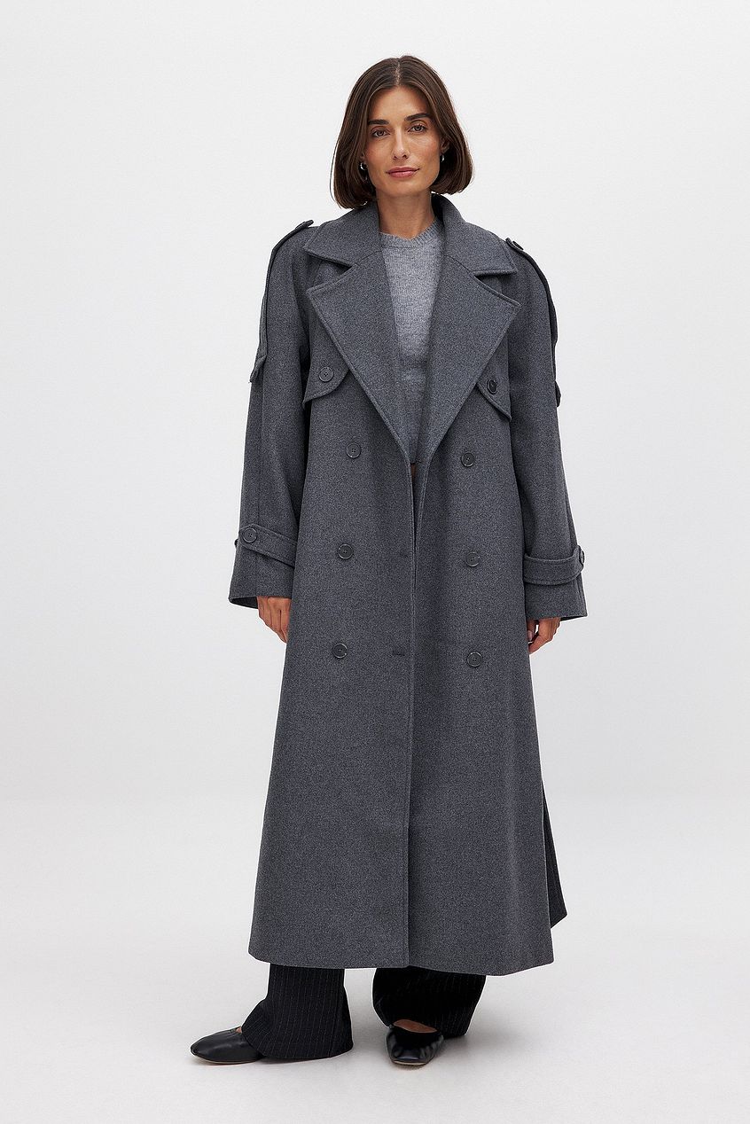 MAXINE | MANTEAU LONG OVERSIZE DOUBLE BOUTONNAGE EN LAINE