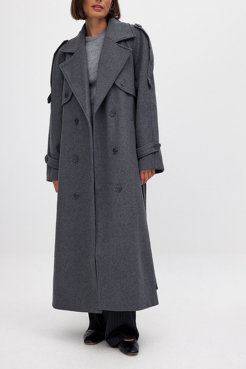 MAXINE | MANTEAU LONG OVERSIZE DOUBLE BOUTONNAGE EN LAINE